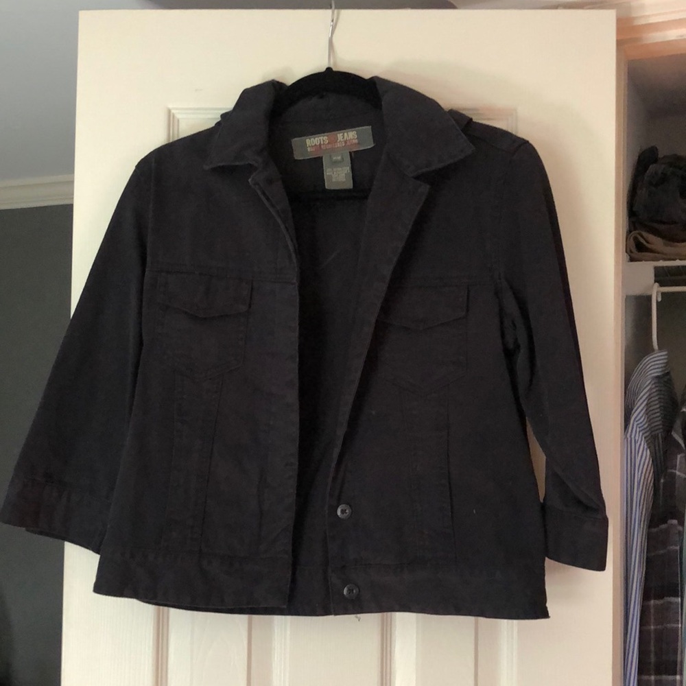 Roots, Navy blue, Medium quarter sleeve button jacket w/ removable hood